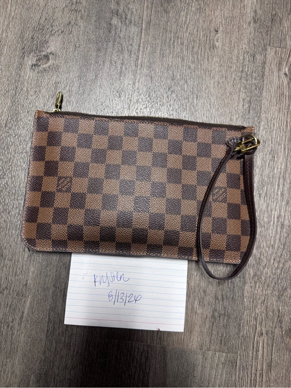 Louis Vuitton Brown Damier Canvas Wristlet Pouch